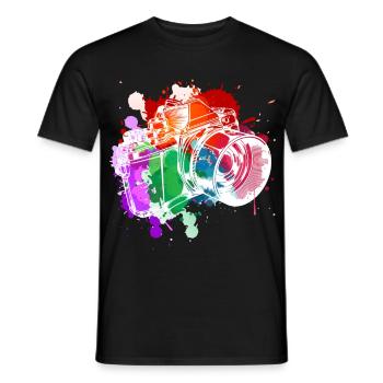 Farbenfrohe Kamera Kunst - Männer T-Shirt - Schwarz - Vorne - AI Model Male 178 light (178cm)