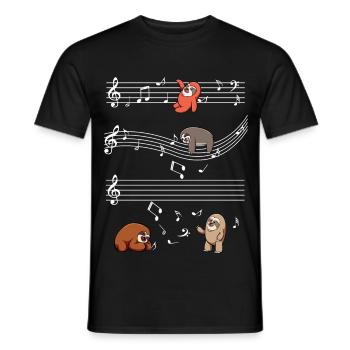 Musiksloths auf Notenbalken - Männer T-Shirt - Schwarz - Vorne - AI Model Male 178 light (178cm)