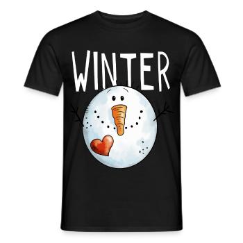 Winter Snowman -Cartoon - Christmas - Gift - Kids - Men's T-Shirt - black - Front - AI Model Male 178 light (178cm)