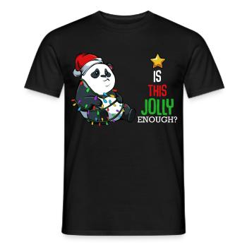 Panda with fairy lights Christmas - Men's T-Shirt - black - Front - AI Model Male 178 light (178cm)