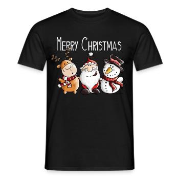 Père Noël, renne et bonhomme de neige - T-shirt homme - noir - Devant - AI Model Male 178 light (178cm)