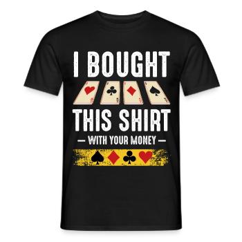Geldausgabe Shirt mit Pokerkarten - Männer T-Shirt - Schwarz - Vorne - AI Model Male 178 light (178cm)