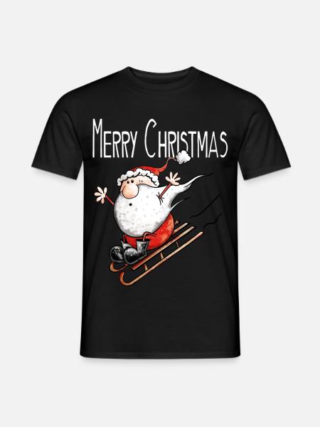Merry Christmas Weihnachtsmann auf Achse - Comic - Männer T-Shirt - Schwarz