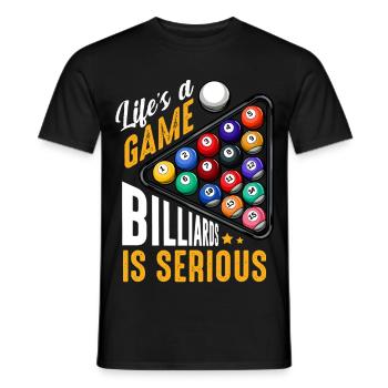 Leben ist ein Spiel: Billard Ernst - Männer T-Shirt - Schwarz - Vorne - AI Model Male 178 light (178cm)
