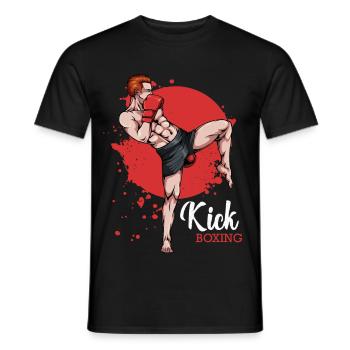 Kickboxer im Roten Hintergrund - Männer T-Shirt - Schwarz - Vorne - AI Model Male 178 light (178cm)