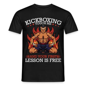 Kickboxing Fire: First Lesson Free - Men's T-Shirt - black - Front - AI Model Male 178 light (178cm)