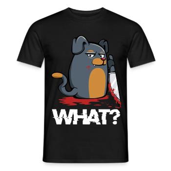 Grim Dog Pet with Knife - Men's T-Shirt - black - Front - AI Model Male 178 light (178cm)