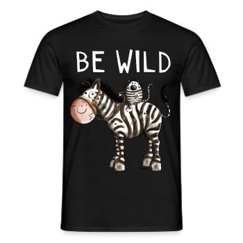 Be Wild Zebra - Zebras - Katze - Katzen - Geschenk - Männer T-Shirt - Schwarz - Vorne - AI Model Male 178 light (178cm)