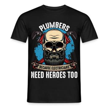 Plumber Heroes Skull Motif - Men's T-Shirt - black - Front - AI Model Male 178 light (178cm)