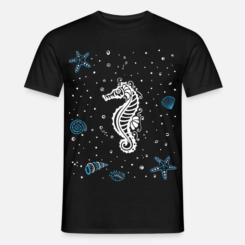 Seepferdchen mit Wasserspritzer. Maritim. - Männer T-Shirt - Schwarz