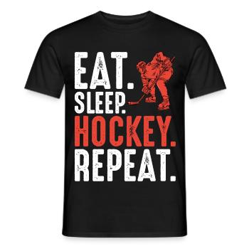 EAT SLEEP HOCKEY REPEAT - Männer T-Shirt - Schwarz - Vorne - AI Model Male 178 light (178cm)