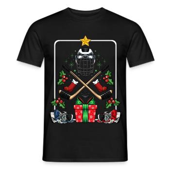 Hockey Weihnachten Helm Sticks - Männer T-Shirt - Schwarz - Vorne - AI Model Male 178 light (178cm)