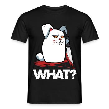 What? Bloody Rabbit with Knife - Men's T-Shirt - black - Front - AI Model Male 178 light (178cm)