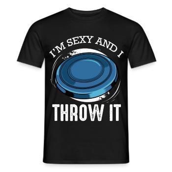 Frisbee Spruch Je suis sexy et je le lance - T-shirt homme - noir - Devant - AI Model Male 178 light (178cm)