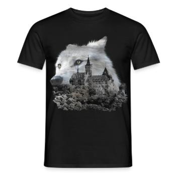 Loup, tête de loup et Harz - T-shirt homme - noir - Devant - AI Model Male 178 light (178cm)