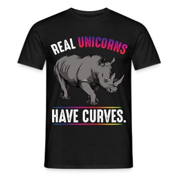 Real Unicorns Have Curves - Männer T-Shirt - Schwarz - Vorne - AI Model Male 178 light (178cm)