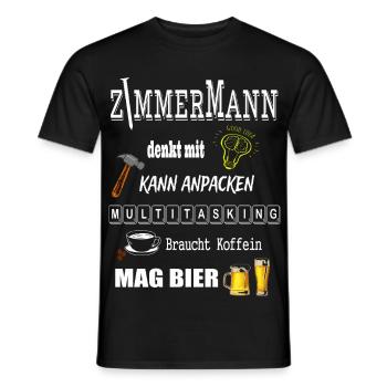 Zimmermann - Männer T-Shirt - Schwarz - Vorne - AI Model Male 178 light (178cm)