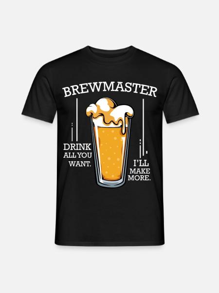 Biermeister Spruch Glas - Männer T-Shirt - Schwarz
