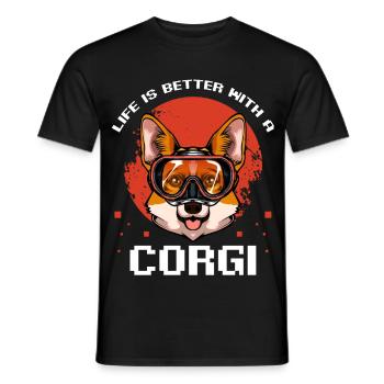 Corgi Diver Bathing Fun - Men's T-Shirt - black - Front - AI Model Male 178 light (178cm)