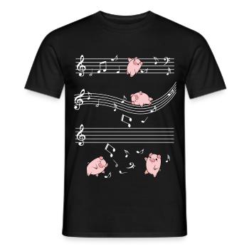 Musical pigs on staves - Men's T-Shirt - black - Front - AI Model Male 178 light (178cm)