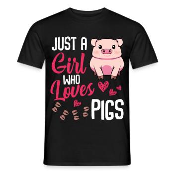 Just a Girl Who Loves Pigs - Männer T-Shirt - Schwarz - Vorne - AI Model Male 178 light (178cm)