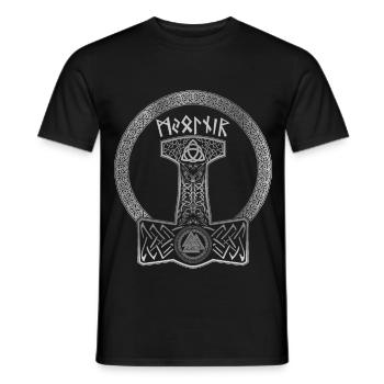 Mjolnir Wikinger Thor Hammer Runen Keltisch Knoten - Männer T-Shirt - Schwarz - Vorne - AI Model Male 178 light (178cm)