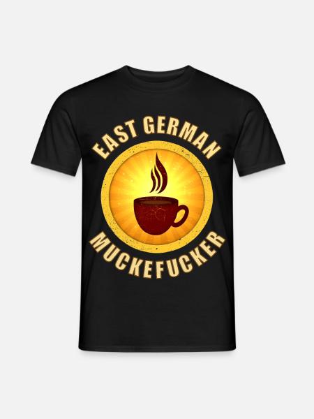 DDR coffee muckefuck with cup in retro style - Men's T-Shirt - black