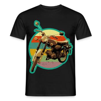 Simmi S51 DDR Mobylette rétro used look - T-shirt homme - noir - Devant - AI Model Male 178 light (178cm)