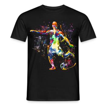 I love soccer - colourful soccer player - Men's T-Shirt - black - Front - AI Model Male 178 light (178cm)