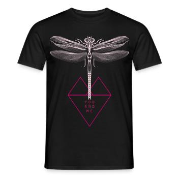 Dragonfly tattoo wings angel dragonfly heart woman pink - Men's T-Shirt - black - Front - AI Model Male 178 light (178cm)