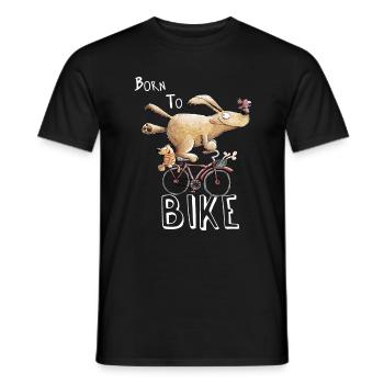 Born to bike i dog on bike cartoon - Men's T-Shirt - black - Front - AI Model Male 178 light (178cm)