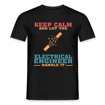 Funny Electrical Engineer Tshirt, Keep Calm - Men's T-Shirt - black - Front - AI Model Male 178 light (178cm)