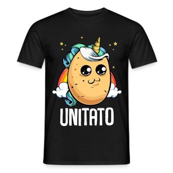 Unitato Unicorn Potato Design - Men's T-Shirt - black - Front - AI Model Male 178 light (178cm)