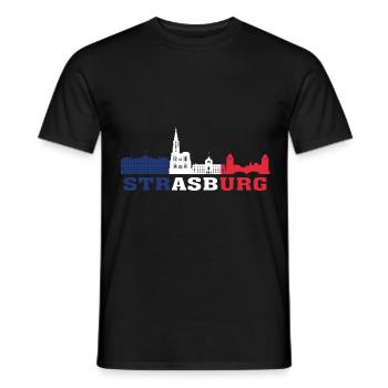 Carte de repère de la ville de Strasbourg France Skyline - T-shirt homme - noir - Devant - AI Model Male 178 light (178cm)