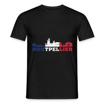 Montpellier City Skyline Frankreich Wahrzeichen Karte - Männer T-Shirt - Schwarz - Vorne - AI Model Male 178 light (178cm)