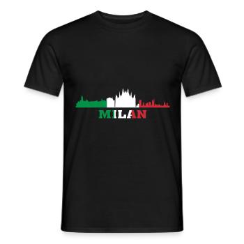 Milan City Skyline Italy Landmark, Milano Italia - Men's T-Shirt - black - Front - AI Model Male 178 light (178cm)