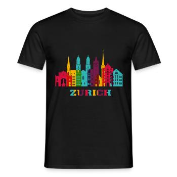 Zürich Stadt Skyline Schweiz Wahrzeichen - Männer T-Shirt - Schwarz - Vorne - AI Model Male 178 light (178cm)