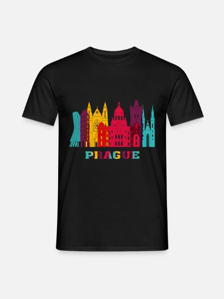 Prager Stadt Skyline Czeck Wahrzeichen - Männer T-Shirt - Schwarz
