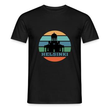 Helsinki City Skyline Finland Landmark - Men's T-Shirt - black - Front - AI Model Male 178 light (178cm)