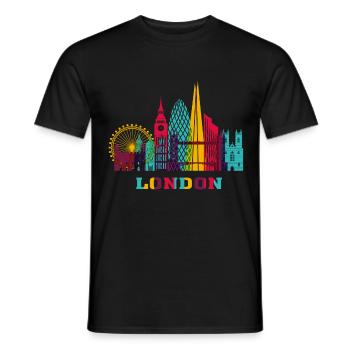 London City Skyline England Landmark - Men's T-Shirt - black - Front - AI Model Male 178 light (178cm)