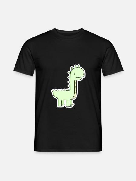 Pastel Green Dino Cartoon - Men's T-Shirt - black