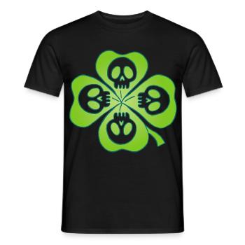 Têtes de mort et trèfle à quatre feuilles - T-shirt homme - noir - Devant - AI Model Male 178 light (178cm)