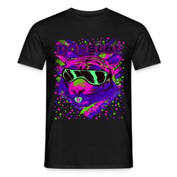 Pop Star Neon Cats Illustration - Men's T-Shirt - black - Front - AI Model Male 178 light (178cm)