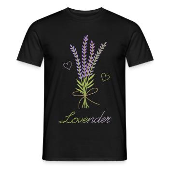 Love and Lavender – Lovender - Men's T-Shirt - black - Front - AI Model Male 178 light (178cm)