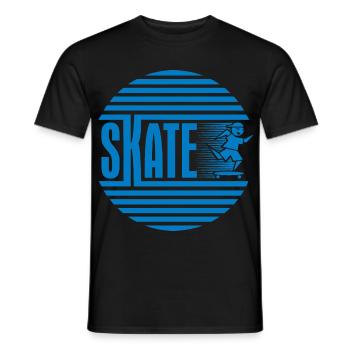 Patinage rétro rétro circulaire bleu - T-shirt homme - noir - Devant - AI Model Male 178 light (178cm)