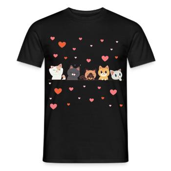 Chats gang masque masque facial masque en tissu - T-shirt homme - noir - Devant - AI Model Male 178 light (178cm)