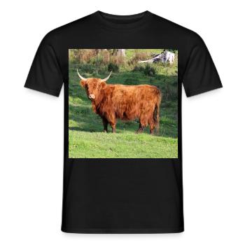 Hochlandrind Kuh Kühe Rinder Landwirtschaft Poster - Männer T-Shirt - Schwarz - Vorne - AI Model Male 178 light (178cm)