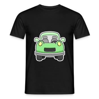 Vue frontale joyeuse de chariot vert - T-shirt homme - noir - Devant - AI Model Male 178 light (178cm)