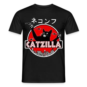 Catzilla Chat - T-shirt homme - noir - Devant - AI Model Male 178 light (178cm)