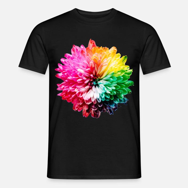 Chrysantheme Regenbogen - Männer T-Shirt - Schwarz